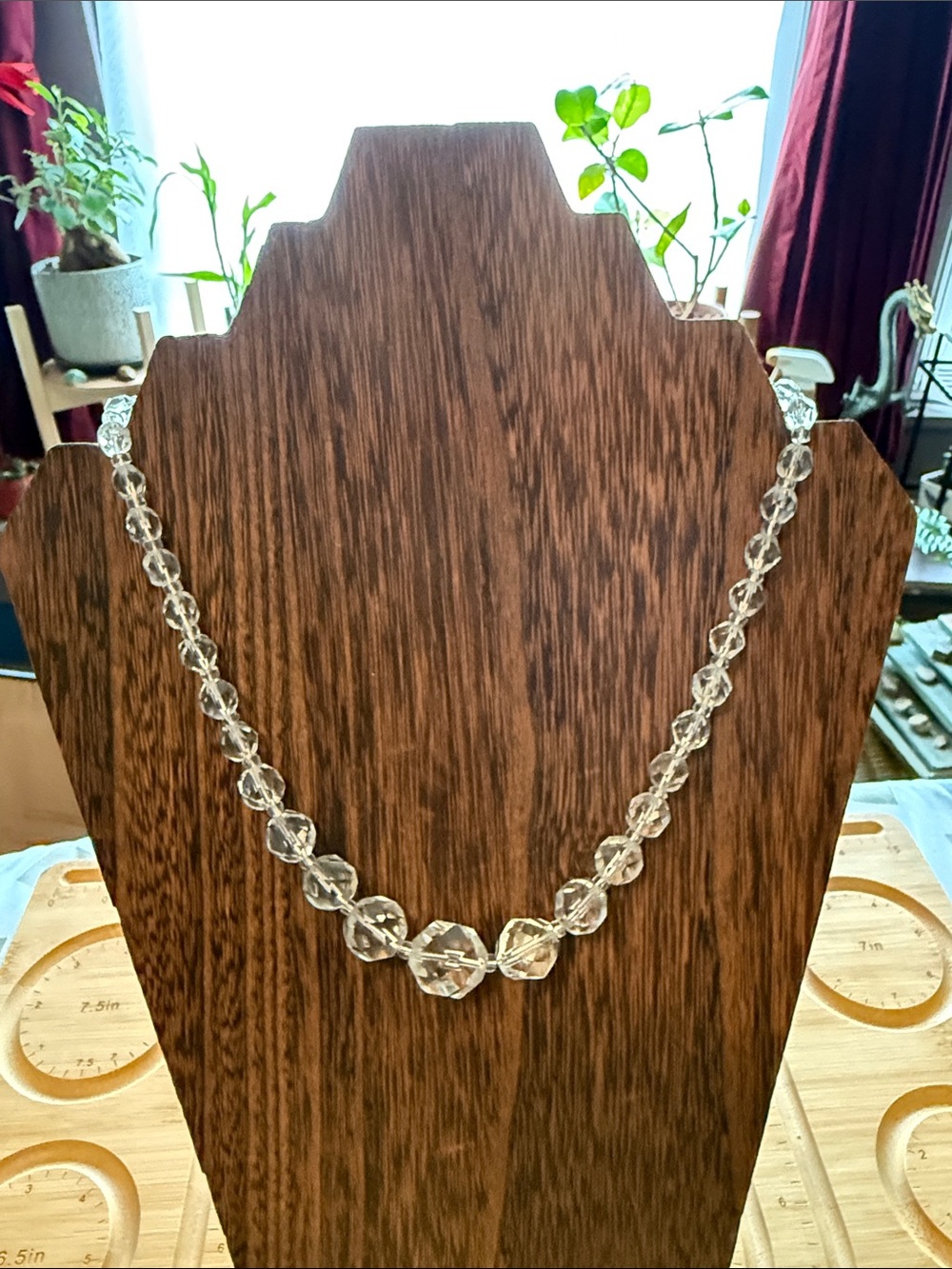 Clear Crystal Bead Necklace - Elegant Women's Jewelry